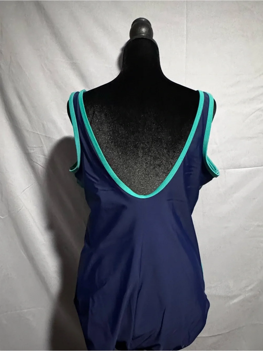 Lands' End Navy and Teal Scoop One-Piece Swimsuit